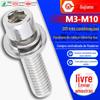 201 Parafuso de Combinação de Cabeça Cilíndrica de Aço Inoxidável Hexágono Três Parafusos de Combinação de Cabeça de Copo Hexágono Flat Pad M4 / M5