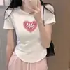 Camiseta de Algodón con Textura de Hilo Manga Corta para Mujer Super Adelgazante Estilo Chica Caliente Diseño Corto Sentido del Diseño Verano Ajuste Delgado Versátil Dobladillo Curvo Top