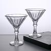 Copo Alto de Vidro Listrado Vertical Estilo Palácio Europeu, Copo Listrado para Cognac e Champanhe, Taça de Vinho Elegante Francesa Vintage