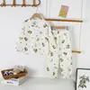 Pijamas para Niñas, Ropa Casual Fresca de Verano para Niños, Conjuntos Lindos de Cardigan con Dibujos Animados, Ropa Holgada con Aire Acondicionado para Niños
