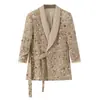 Exportação Transfronteiriça Roupas Femininas Outono e Inverno 2025 Estilo Europeu e Americano Jaqueta Blazer com Detalhe de Lantejoulas na Lateral para Mulheres B129689