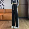 Pantalones deportivos casuales de punto de pierna ancha para mujer, nuevos para 2026 primavera y otoño, ajustados, de cintura alta, holgados, con caída, de pierna recta, tipo jogger