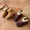 Botas de Nieve para Niñas 2026 Invierno Más Terciopelo Cálido Superficie de Terciopelo Escarchado Suela Suave Antideslizante Cierre Trasero de Moda Versátiles Botas de Algodón