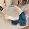 Polo Nuevo de Manga Corta para Niños Verano 2025 Ropa de Dibujos Animados de Moda Ropa de Manga Corta para Bebés Ropa Infantil Cuello Camisero Bloqueo de Color Lote