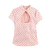 Ropa de Mujer Transfronteriza 2026 Moda Estilo Europeo y Americano Versátil Ajuste Delgado Adelgazante Abertura Camisa Top de Lunares para Mujer F612356
