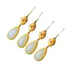 Pendientes Palacio Estilo Geométrico Chapados en Oro Incrustados Hotan, Pendientes Personalizados de Moda Estilo Antiguo Hotan para Mujer
