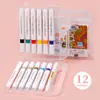Conjunto de Canetas Marcadoras Acrílicas de Arte para Pintura com Haste Triangular de Cabeça Única, Empilháveis e Opacas, com Caneta de Linha de Gancho