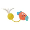 Brinquedo de pelúcia de animal de desenho animado com pena de sisal para gatos brincarem, afiarem as garras, roerem e se divertirem.