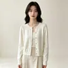 Cárdigan de punto retro con forma de corazón y hebilla dorada pequeña, estilo japonés y coreano, para mujer, una prenda de abrigo de moda para otoño/invierno, perfecta para capas casuales.