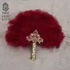 Casamento Ocidental Noiva Africana Madrinha Decoração Artesanal Indústria Pesada Vermelho Vinho Ventilador Redondo Grande Ventilador Grande de Penas de Avestruz Fábrica