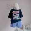 Verão 2026 Camiseta Versátil Estampada de Manga Curta para Meninas, Fashion, Rejuvenescedora, Fofa e Soltinha para Crianças Maiores, Peça de Roupa da Moda