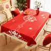 Mantel de Año Nuevo, a Prueba de Aceite, Impermeable, No Lavable, Resistente al Calor, Rojo, Festivo, Decoración de Atmósfera de Alta Gama, Mantel para Mesa de Café de Boda, Mesa de Comedor