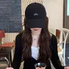 Boné de Baseball Simples Bordado com Letras Estilo Coreano para Mulheres, Primavera e Verão, Aba Larga Azul, Coroa Profunda, Emagrecimento Facial, Versátil