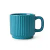 Caneca de Cerâmica Empilhável com Listras Verticais Coloridas Criativa Retrô Cerâmica com Relevo Listras Verticais de Alto Valor Caneca de Café de Cerâmica