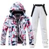 Novo traje de esqui masculino e feminino, conjunto de calças de snowboard duplas, estilo coreano, quente e espesso