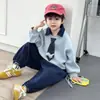 Conjunto Estilo Academia para Niños Conjunto de Dos Piezas con Sudadera con Capucha y Solapa y Pantalones para Primavera y Otoño Ropa Versátil de Otoño para Bebés y Niños Pequeños
