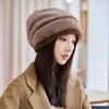 Gorros de Otoño e Invierno para Mujer, Protección Cálida para los Oídos para Ciclismo, Punteras Engrosadas, Gorros de Pelo Tejidos de Felpa, Gorros Tejidos Versátiles