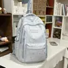 Mochila de Alta Qualidade com Estampa de Céu Estrelado Branco Leitoso para Alunas do Ensino Médio, Conjunto de Três Peças, Bolsa Leve de Nicho para Aulas de Reforço