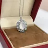 Pingente Oval Premium de Prata Esterlina S925 Banhado a Ouro Branco Pedra da Lua Natural Formato de Ovo de Pombo 8*10mm Sem Corrente