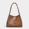 Nova Moda Bolsa de Mão para Mulheres Primavera 2026, Bolsa Tecida Artesanal de Nicho com Acabamento de Luxo, Bolsa Saco de Ombro Cruzado