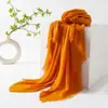 Xale Protetor Solar para Viagem de Verão Textura de Algodão e Linho Imitação Cor Sólida Lenço Simples Lenço Avançado Feminino Lenço
