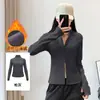 Chamarra de Yoga con Forro Polar para Calidez, Cuello Alto, Mangas Largas, Cierre, Moldeadora, Fitness, Otoño/Invierno, Running, Deportes, Chamarra Casual