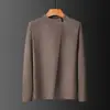 Camiseta de cuello alto medio Derong Otoño e Invierno para Hombre Camiseta Interior de Doble Cara de Terciopelo Cepillado de Manga Larga Caliente Nueva Camiseta Interior para Hombre