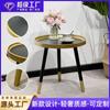 Mesa de té nórdica de lujo ligero de hierro, mesa de té redonda sencilla para sala de estar, hogar, apartamento pequeño, mesa de té de mármol, combinación de mesas auxiliares