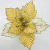 Flores artificiales con purpurina dorada navideña 21486 Accesorios para coronas navideñas Decoraciones navideñas Flores artificiales