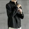 Camisas de Manga Comprida de Cor Sólida para Homens para Primavera e Outono, Camisas Casuais Finas para Jovens, Camisas Soltas de Algodão e Linho para o Verão, Jaquetas Masculinas