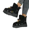 Botas Curtas Quentes de Solado Grosso para Mulheres 2025 Novas Exportação Europeia e Americana Transfronteiriça Tamanho Grande Botas de Neve Camurça Cadarço Grandes Botas de Algodão