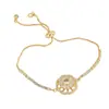 Pulseira Rotativa Transfronteiriça para Mulheres, Pulseira de Luxo Leve da Moda com Zircônia Microcravejada, Acessórios de Joias em Aço Titânio Banhado a Ouro Cobre Não Desbota