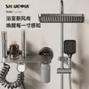 Conjunto de Chuveiro Quente e Frio com Display Digital e Iluminação Ambiente Cinza Armado Selecionado Cuidadosamente para Uso Doméstico, Conjunto Completo de Chuveiro com Botões Tipo Tecla de Piano para Aumento de Pressão