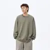 Sudadera Negra con Cuello Redondo para Hombre Tallas Grandes Marca Nueva Tendencia Primavera Otoño Pulóver Holgado Camiseta Top para Hombre