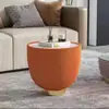 Mesa de café redonda de piedra, Lujo ligero, estilo italiano moderno, minimalista para apartamentos pequeños, uso doméstico, combinación moderna y creativa