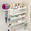 Gabinete de banheiro, organizador de parede sem furos para produtos de higiene pessoal, produtos de skincare e organizador multicamadas com prateleiras retas