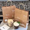 Saco de Embalagem para Café Paper Butler Bolsa para Chá de Leite Bolsa de Papel Kraft Sacola para Levar Bebidas Copos Simples e Duplos Logo Personalizado Impresso
