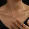 Transmisión en Vivo Transfronteriza Tk Shein Aliexpress Plata de Ley S925 Barra de Oro Pequeña Collar Estilo Barra de Equilibrio Incrustado de Diamantes para Mujeres