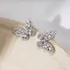 Brincos Borboleta Cheios de Diamante em Prata Esterlina S925 para Mulheres Design de Nicho de Luxo Leve Moda Senso de Alto Padrão Brincos Venda Quente Transfronteiriça