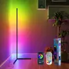 Lámpara de esquina RGBIC de luz ambiental de pie, lámpara LED Bluetooth modular de tres secciones, lámpara de mesa moderna minimalista, luz activada por sonido