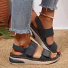Comercio Exterior Transfronterizo Otoño 2026 Nuevas Sandalias de Cuña con Suela Gruesa para Mujer con Velcro y Pedrería, Sandalias de Cuña Casuales para Mujer