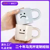 Caneca Simples Personalizada, Mini Xícara de Café, Xícara de Cerâmica de Aparência Refinada com Rosto Sorridente Fofo para Mulheres, Impressa com Padrão e Logo