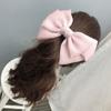 Horquilla para el pelo con lazo grande de tres capas, color rosa coreano, de satén, con resorte, para niña