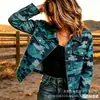 Nueva Chaqueta Corta de Mezclilla Pura de Algodón Transfronteriza Otoño e Invierno Estampado Digital 3D Moda Personalidad Ajustada Superior para Mujer