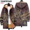 Chaqueta de Nuevo Estilo Transfronteriza con Elementos de Patrón Multicolor, Cárdigan con Capucha y Cierre 97, Abrigo Grueso de Algodón Polar de Invierno con Forro Amarillo