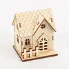 Artesanías de Madera Cabina Luminosa de Navidad Casa Pequeña DIY para Niños Adornos Decoraciones para Escritorio de Oficina en Casa