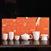 2026 Nuevo Modelo Porcelana de Jade Grasa de Oveja Juego de Té Kung Fu para Uso Doméstico, Incluye Gaiwan, Taza de Té y Mesa de Té, Juego de Tres Piezas