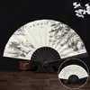 Ponto cênico leque estilo antigo leque dobrável estilo chinês leque de seda masculino leque dobrável complexo clássico antigo portátil Leque diário portátil