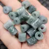 Jadeíta Jade Azul Agua Agujero Grande Passepartout Jade Cuentas Sueltas Verde Aceite Ruyi Columna Recta Tubo Recto Accesorios para Joyería Cuentas