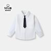 Nova camisa branca infantil com gravata, camisa branca de manga comprida para meninos, primavera e outono, confortável, para todas as combinações, para meninas, desempenho